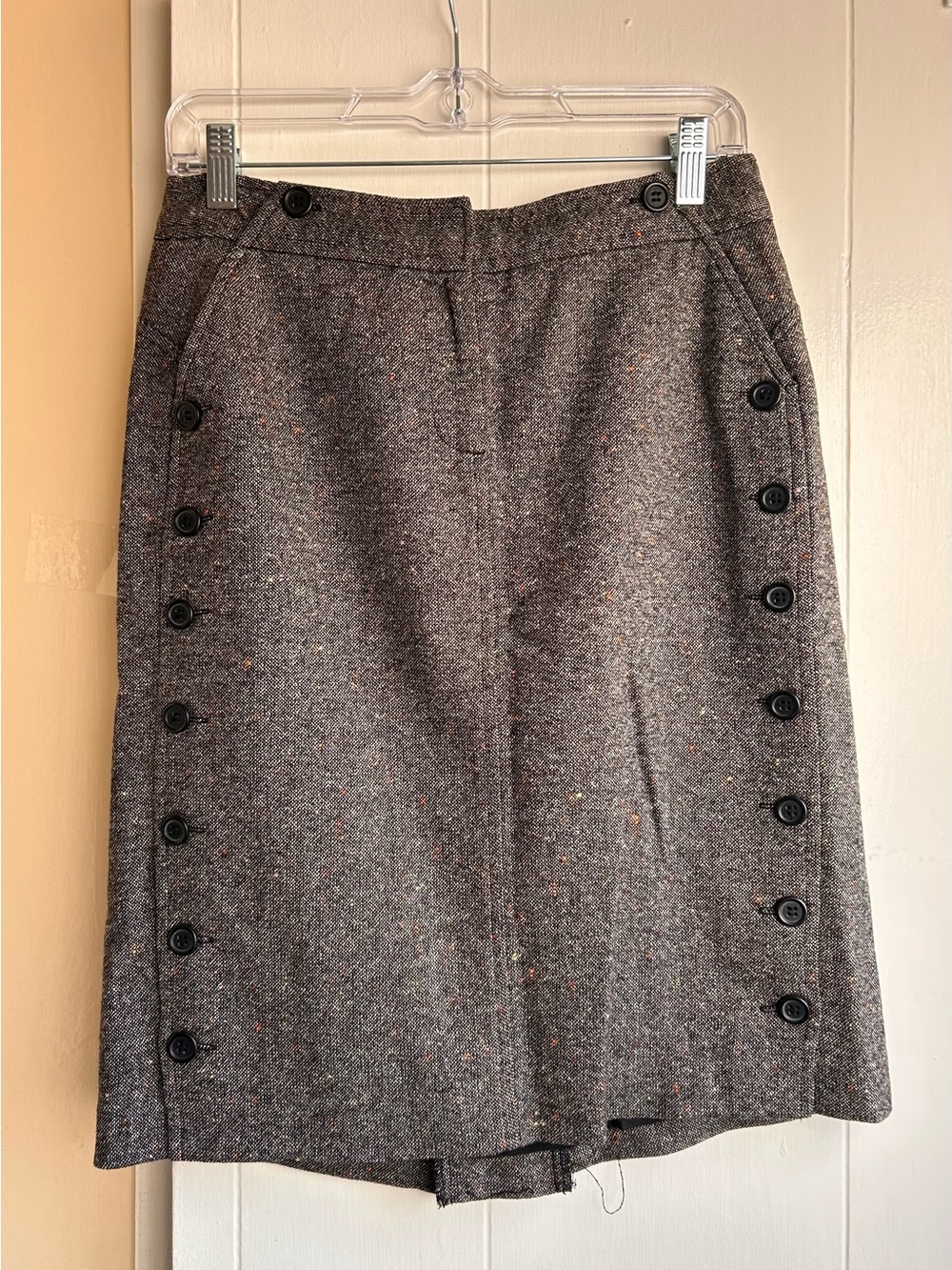 The Limited gray tweed button-up skirt